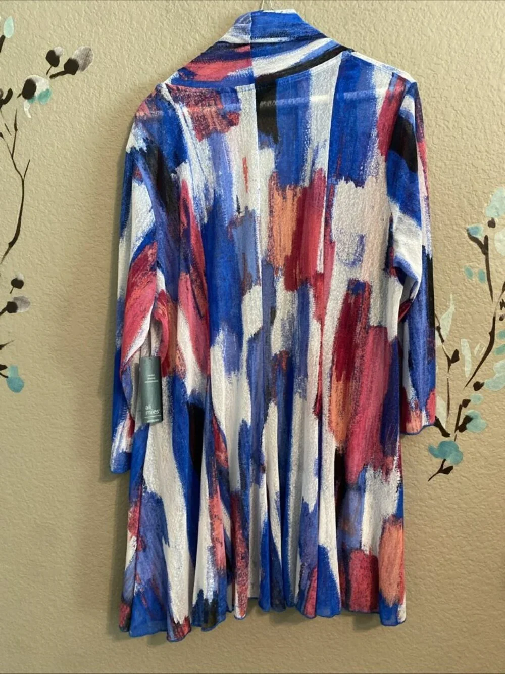 Ali Miles Brushstroke Semi Sheer Cardigan XL  0X Artsy Boho Lightweight - Picture 4 of 8